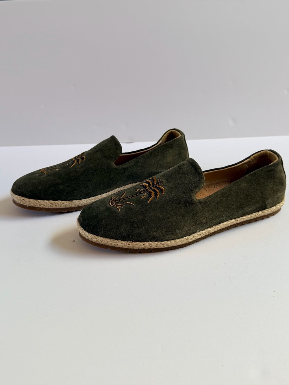 Parara Palm Smoking Slipper Size 10 Green Slip On Shoes